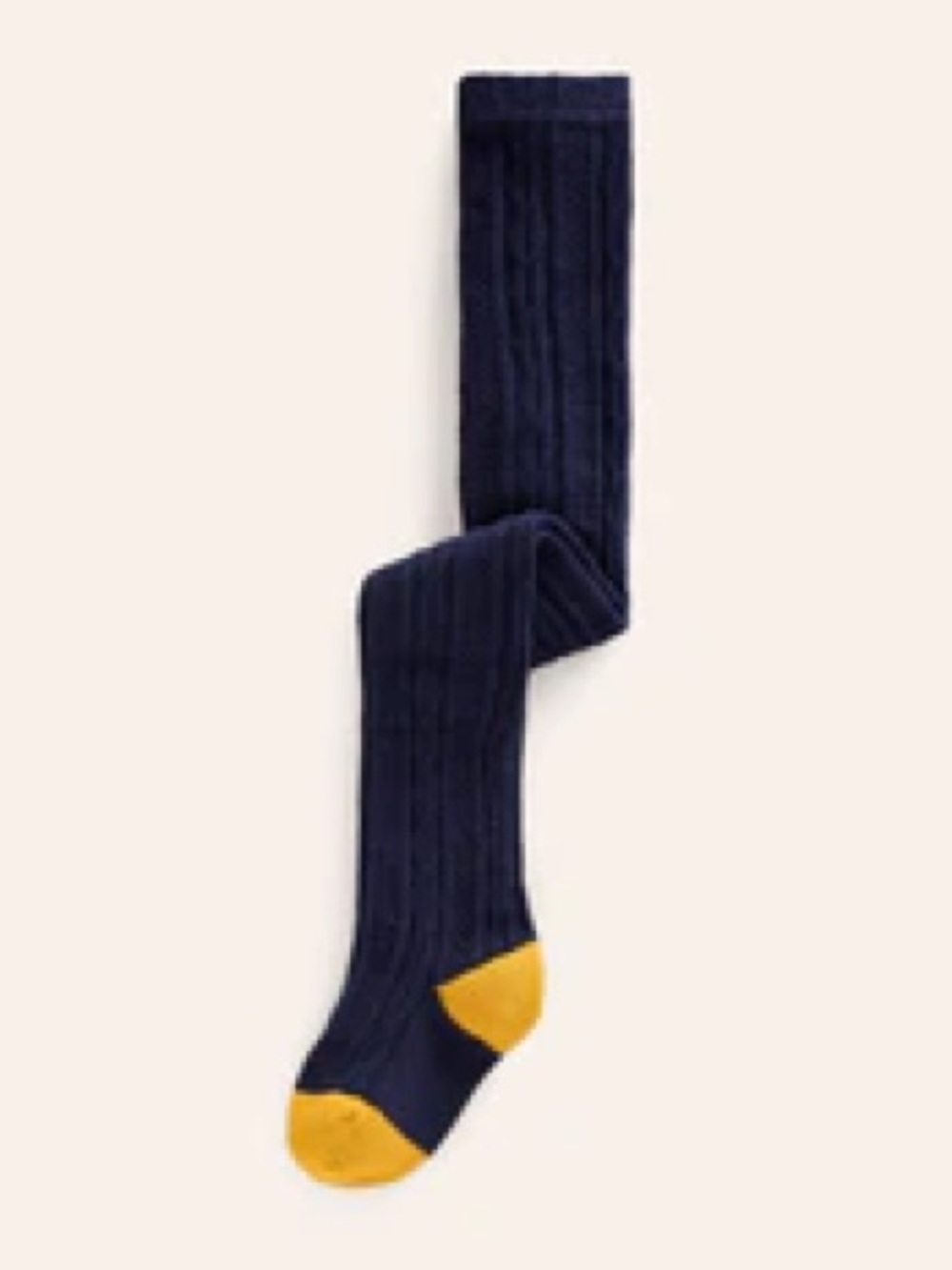 Mini Boden Cable Knit Tights College Navy Yellow Toes 12-18 mos NWT